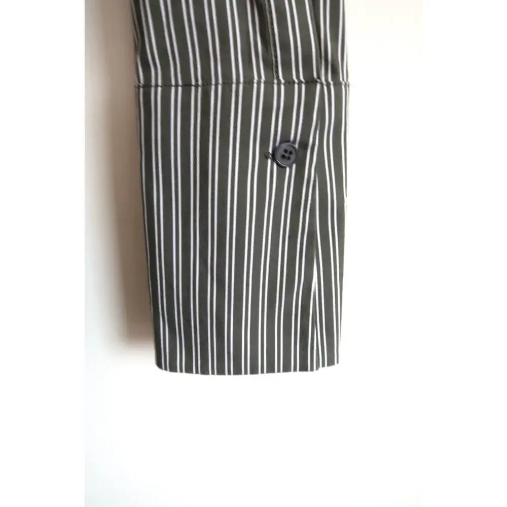 LAFAYETTE 148 NEW YORK Jake Kingsbridge Bay Leaf Stripe Shirt Top Saks S $398 - Picture 6 of 9